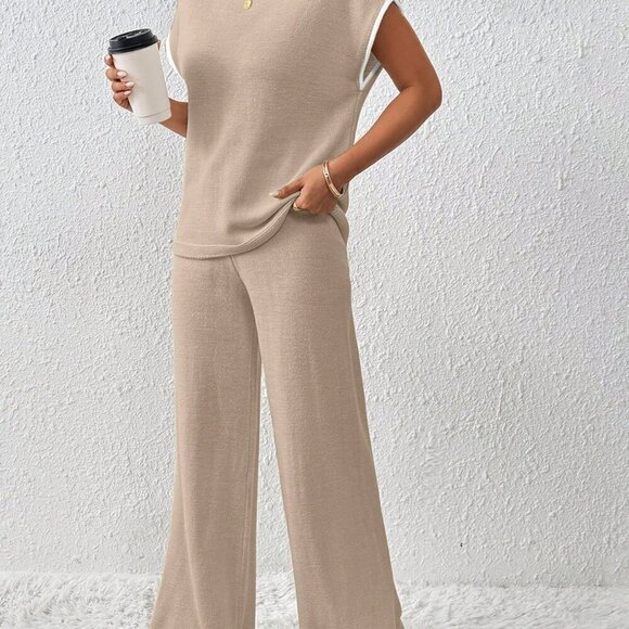 Camel Casual Women's Contrasting Color Drawstring Knitted Set - Picture 5 of 7